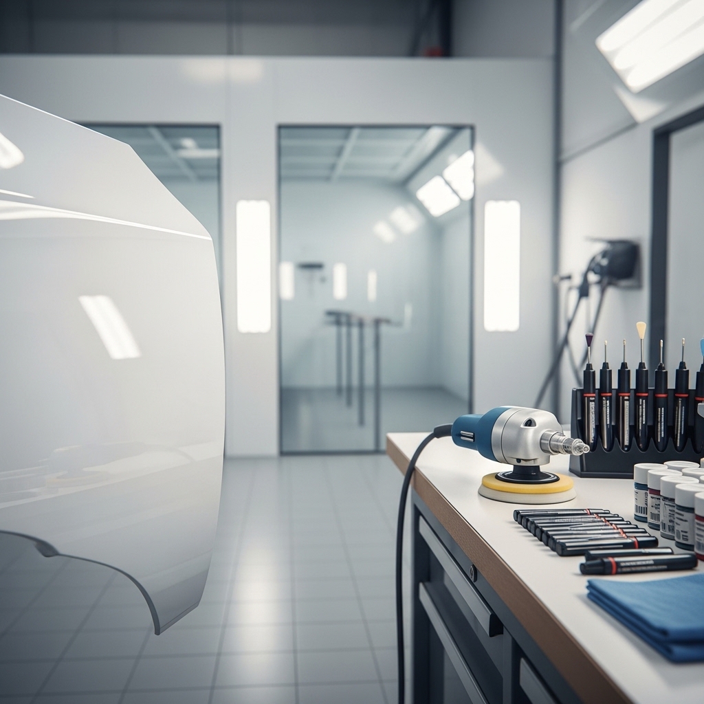 Hudson Collision & Auto Repair Center expert auto body repair technician performing dent and scratch restoration on vehicle